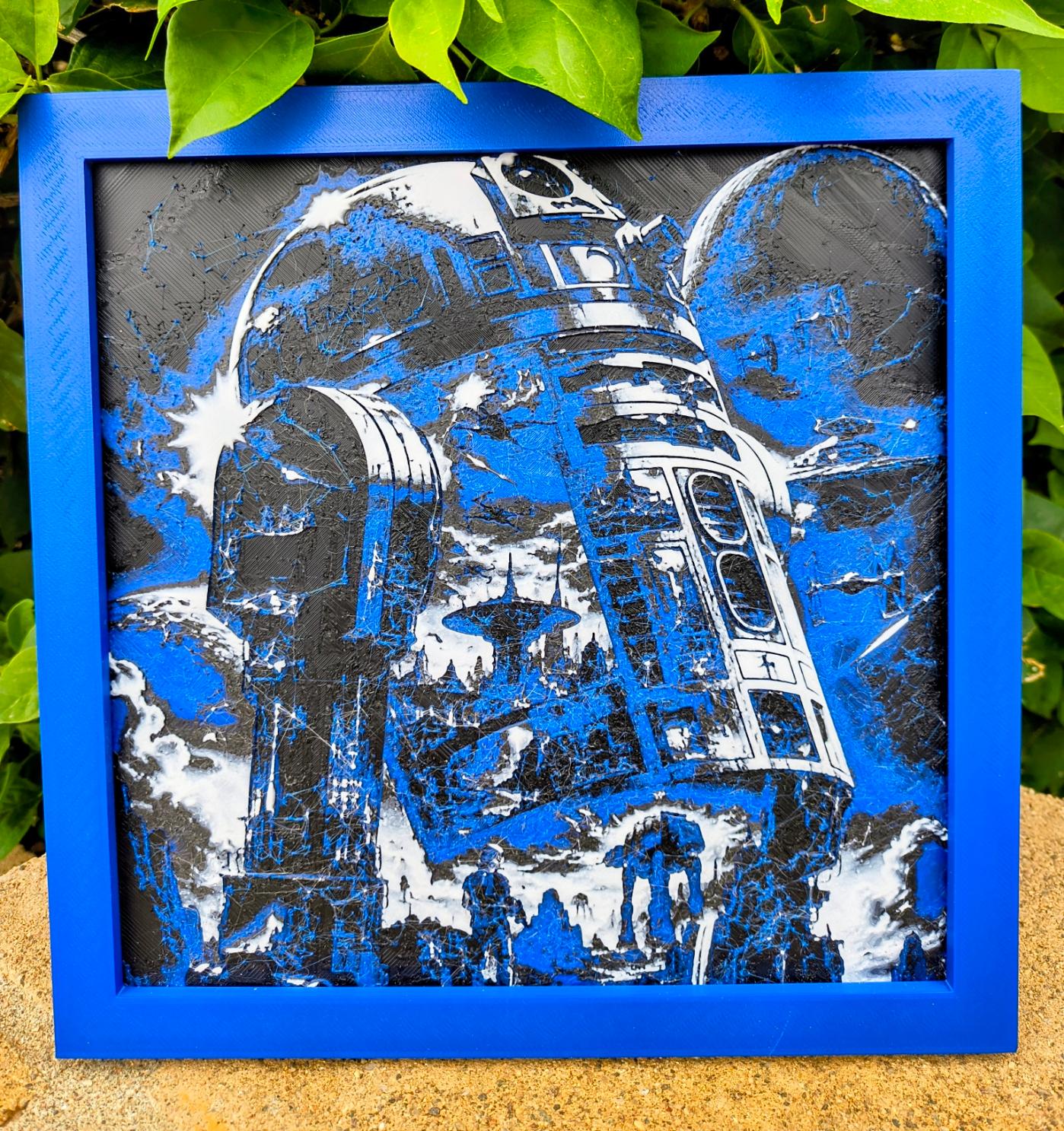 "Echoes of the Rebellion" - Star Wars R2-D2 Textured Printed Art 200 x 200 mm