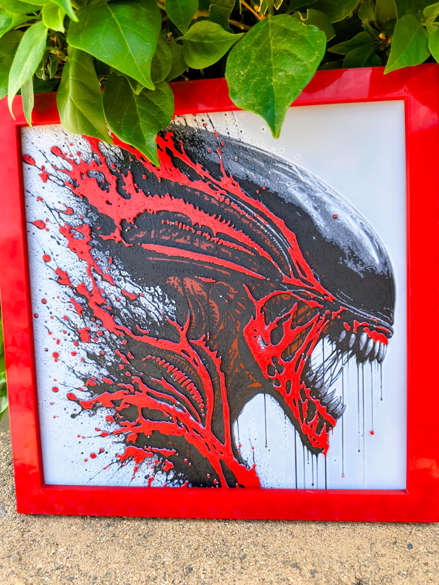 "LV-426 Outbreak" - Alien Xenomorph 3D HueForge Art (200x200mm) Framed
