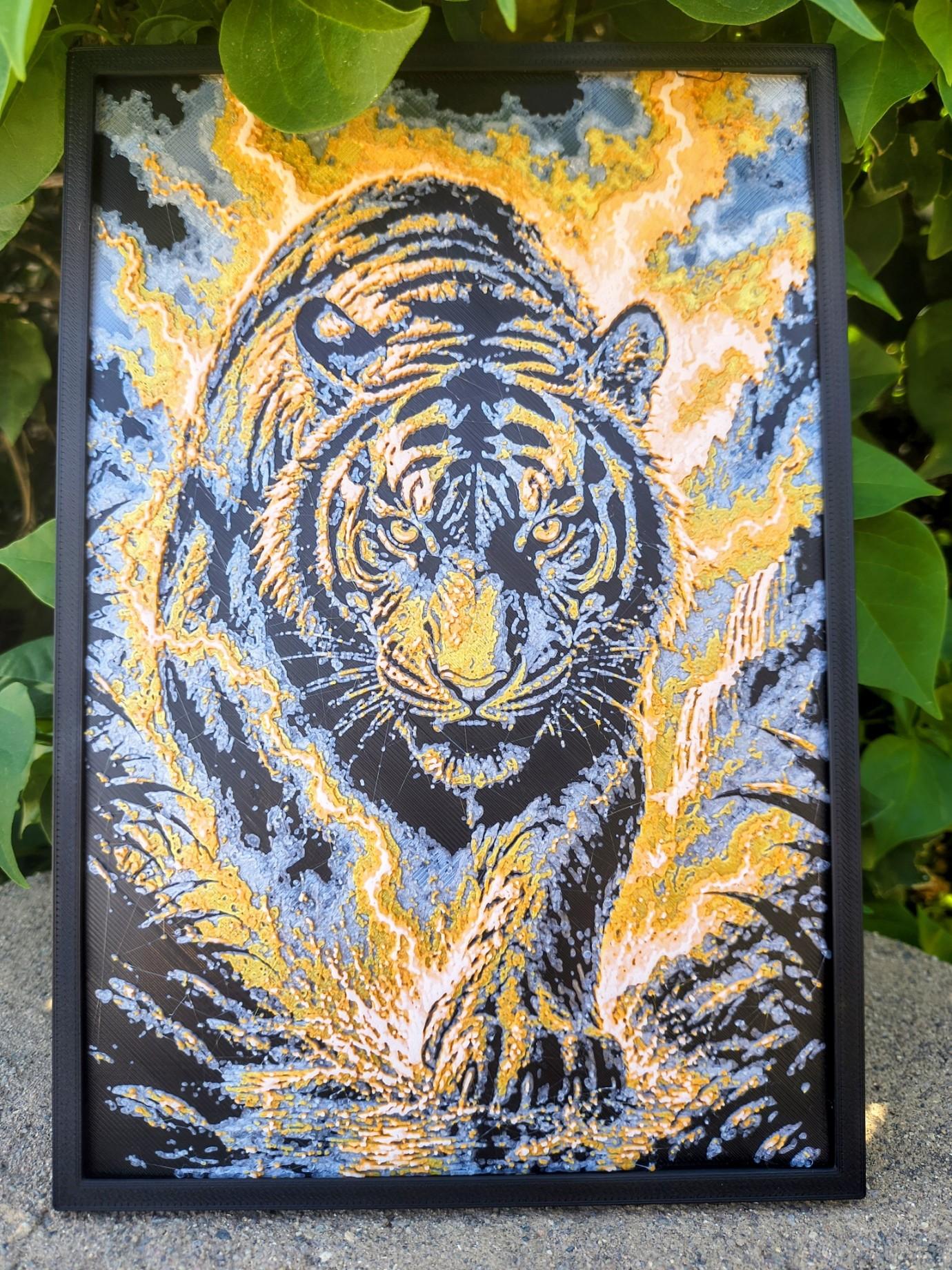 "Lightning Stride" Tiger 3D Filament Painting (150x225mm)