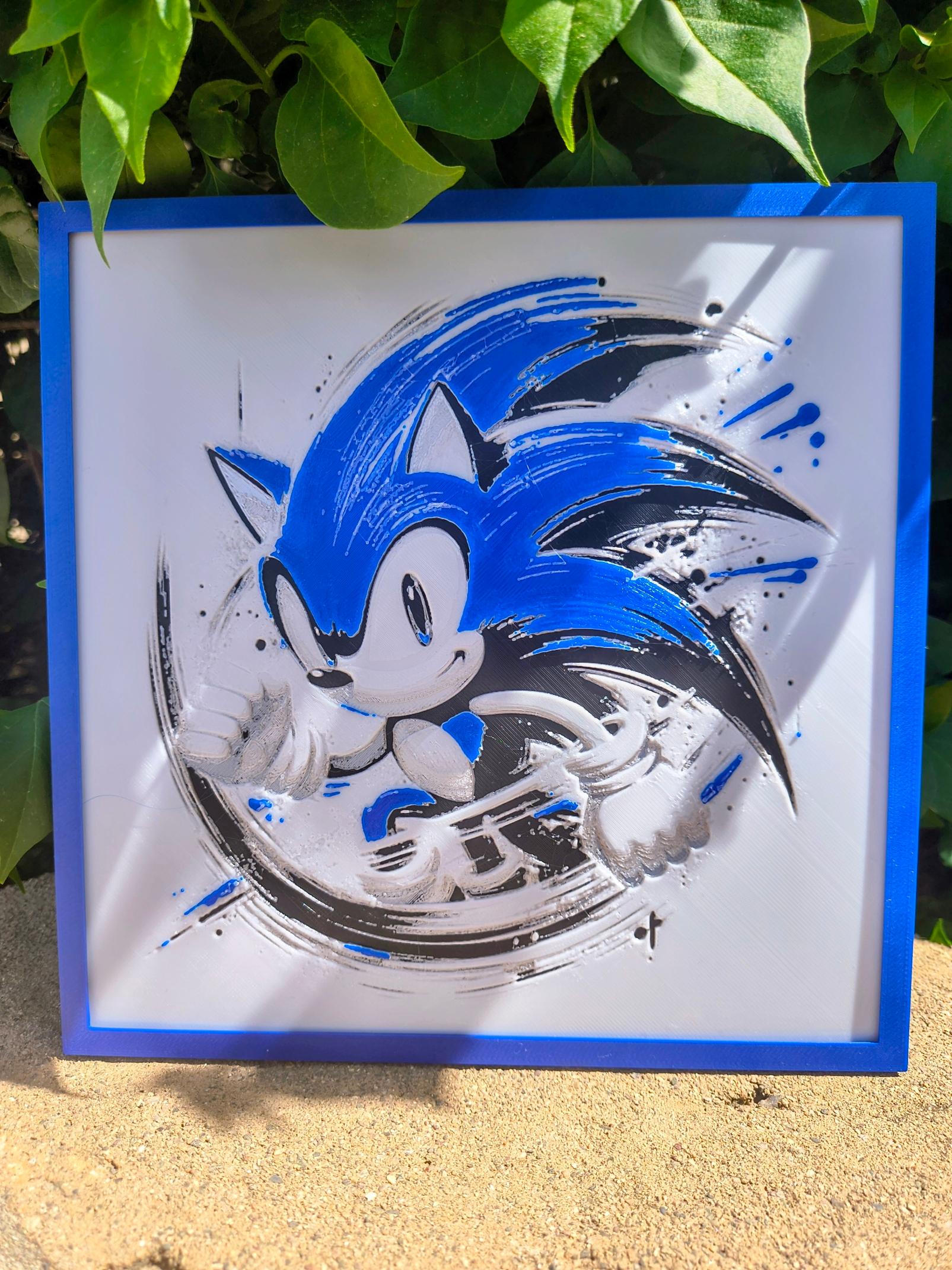 "Sega: Supersonic Surge" Sonic the Hedgehog 3D Filament Painting (200x200mm)