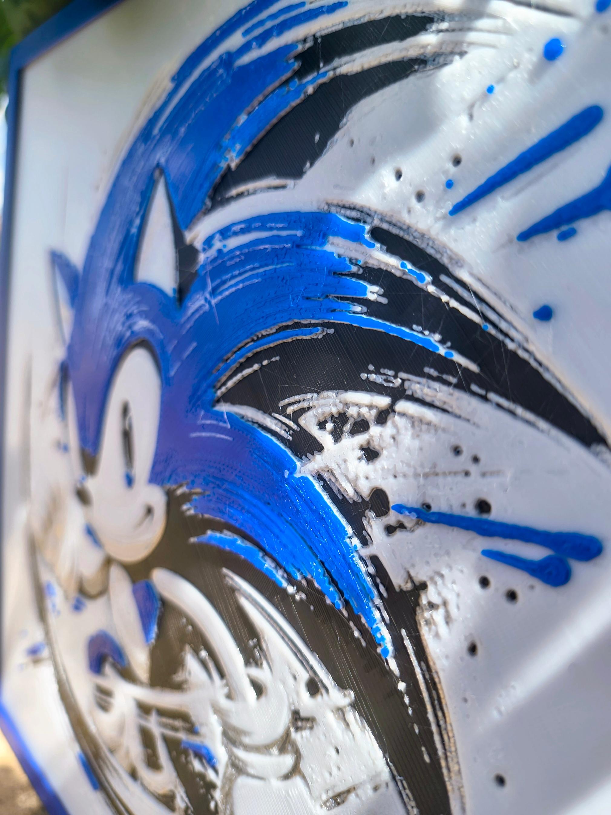 "Sega: Supersonic Surge" Sonic the Hedgehog 3D Filament Painting (200x200mm)