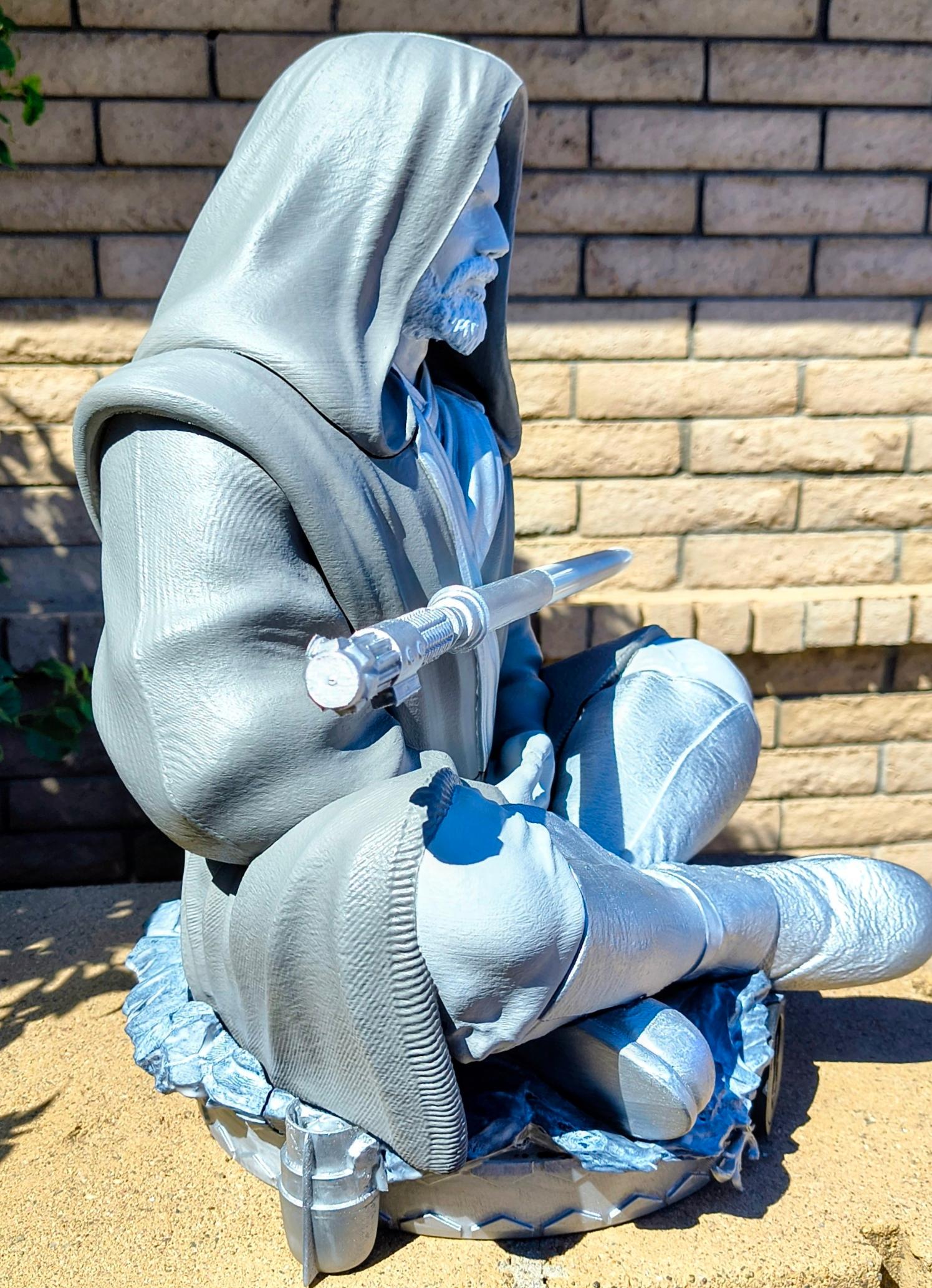 "Quiet Mind, Cosmic Force" — Collector's Centerpiece Scale Obi-Wan Kenobi Meditating Sculpture (Fully Hand-Painted with LED Lightsaber) 